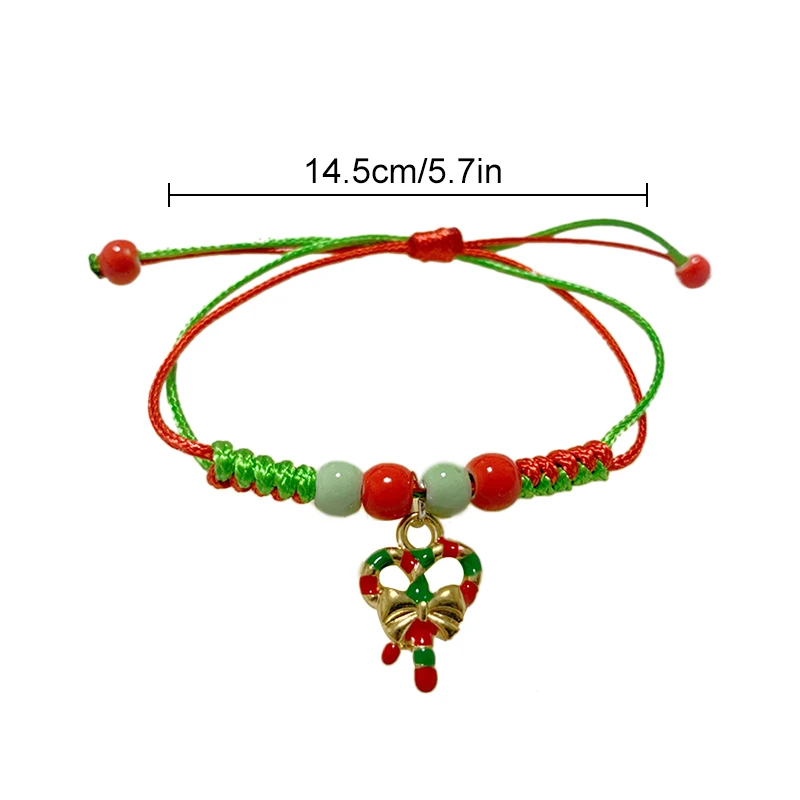 Adjustable Woven Bracelet Christmas Gift Charms Oranments Wrist Strap Xmas Snowman Tree Elk Santa Claus Snowflake Bracelets