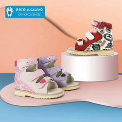Girls Sandals Summer Children's Orthopedic Shoes Printing Leather Flatfeet Platform Baby Toddler Colorful Princess Footwear