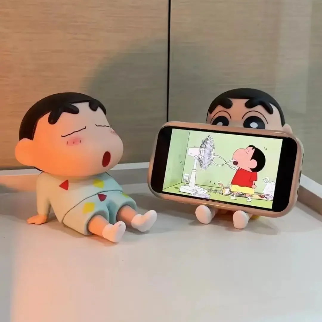 Anime Crayon Shin-Chanss Figures Phone Holder Kawaii Desktop Ornaments Cartoon Watching TV Phone Support Cute Doll Decorations