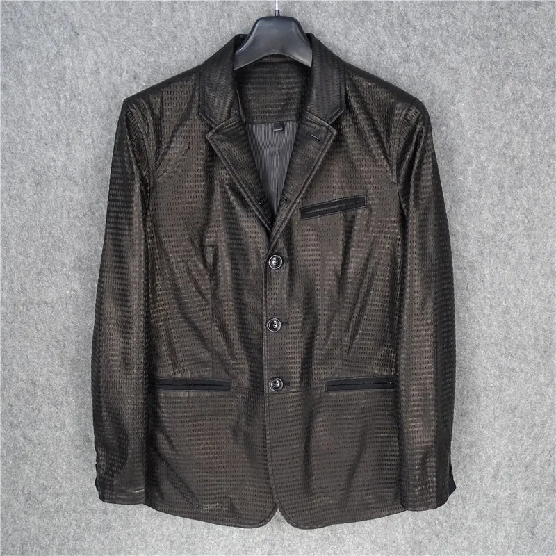 

Whole body punched, breathable and comfortable suit, first layer imported sheepskin leather leather jacket men