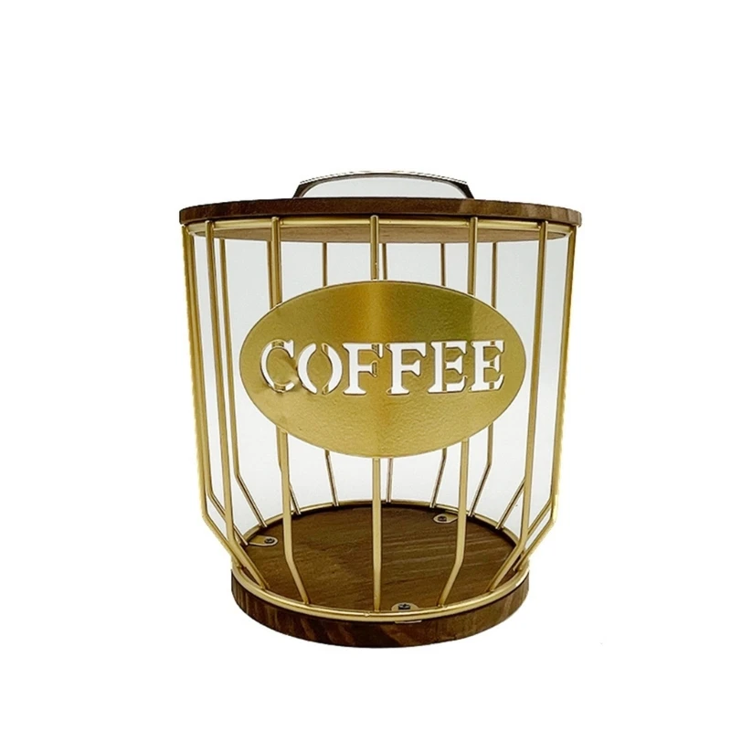 Cestino portaoggetti per caffè Tazza portaoggetti per cialde con base in legno Materiale in ferro Dropshipping