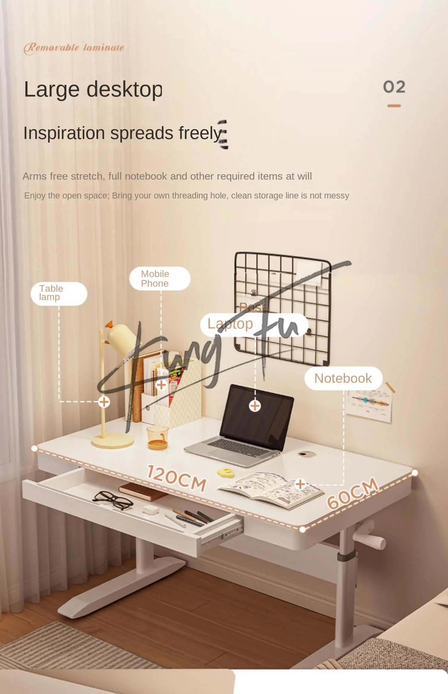 Tavolo da studio con sollevamento a mano