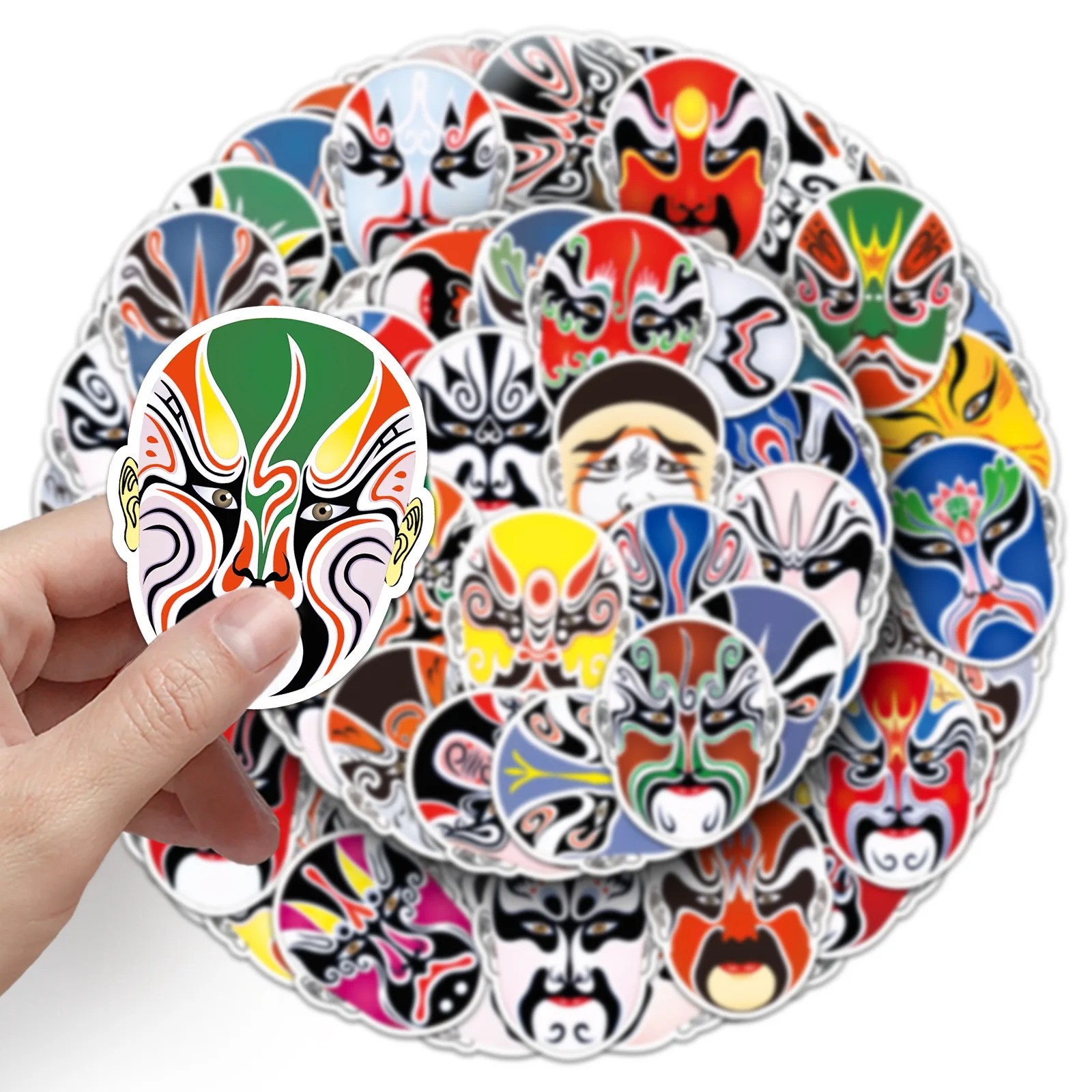 60PCS Beijing Opera Pattern Of The Make-up Stickers Traditional Chinese Culture Graffiti Decoration Notebook Suitcase Guitar Toy