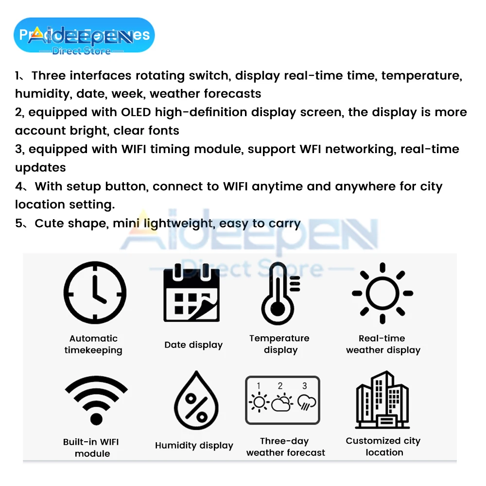 5V ESP8266 Mini Electronic Clock DIY Kit 0.96 inch OLED Display Supports 2.4G WiFi Networking with Case Fun DIY Soldered Loose