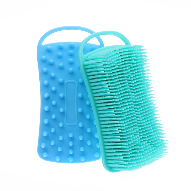 Spazzola per doccia In Silicone 2 In 1 Scrubber spazzola per Shampoo per massaggiatore per cuoio capelluto In Silicone morbido spazzola per il corpo a doppia faccia strumento per la pulizia della pelle In schiuma