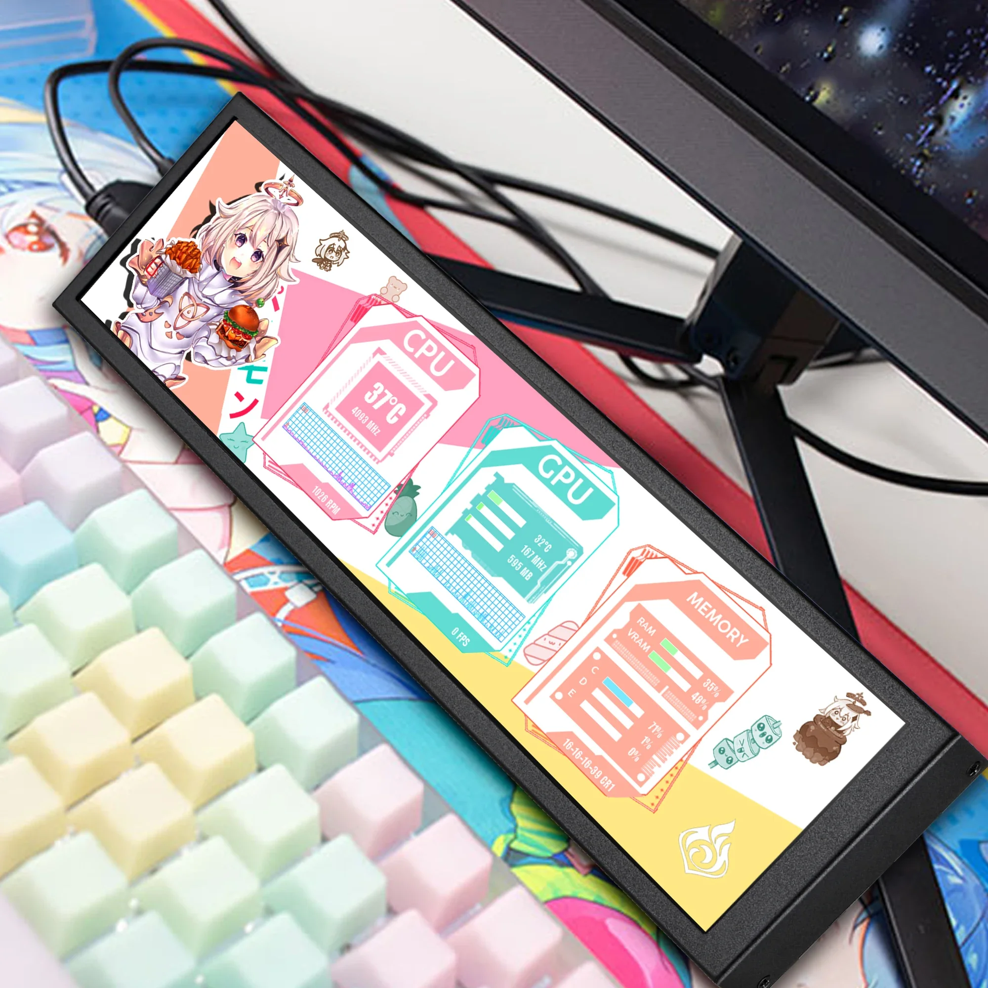 Wisecoco 8.8 Inch FHD Computer Secondary Screen IPS 1920x480 Mini Monitor  HDMI Laptop for PC Raspberry pi Aida64 Wallpaper