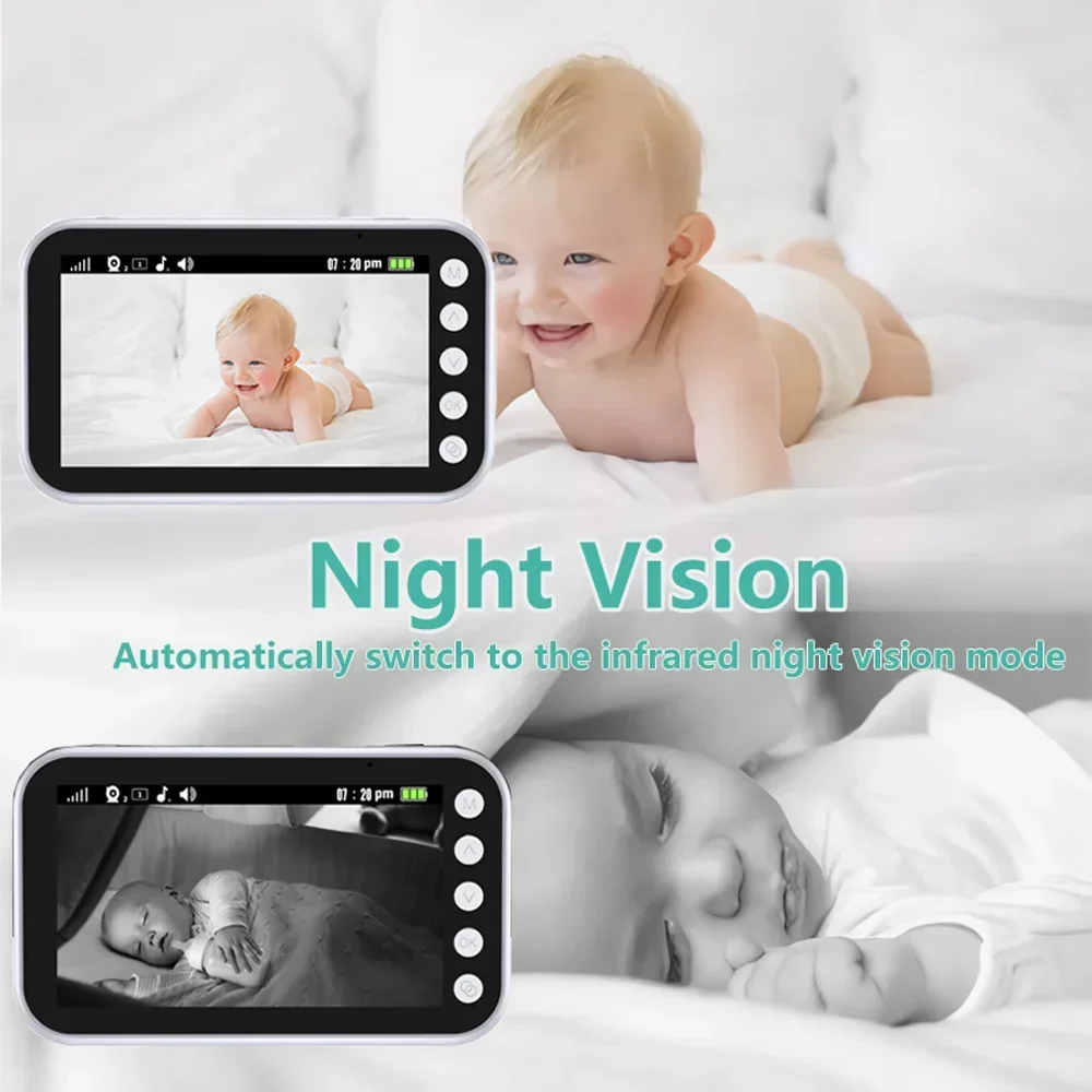 4.5 นิ้ว 2000mAh แบตเตอรี่ Baby Monitor กล้องวิดีโอ Two WAY Audio Intercom Auto Night Vision เด็กความปลอดภัยกล้อง Babysitte