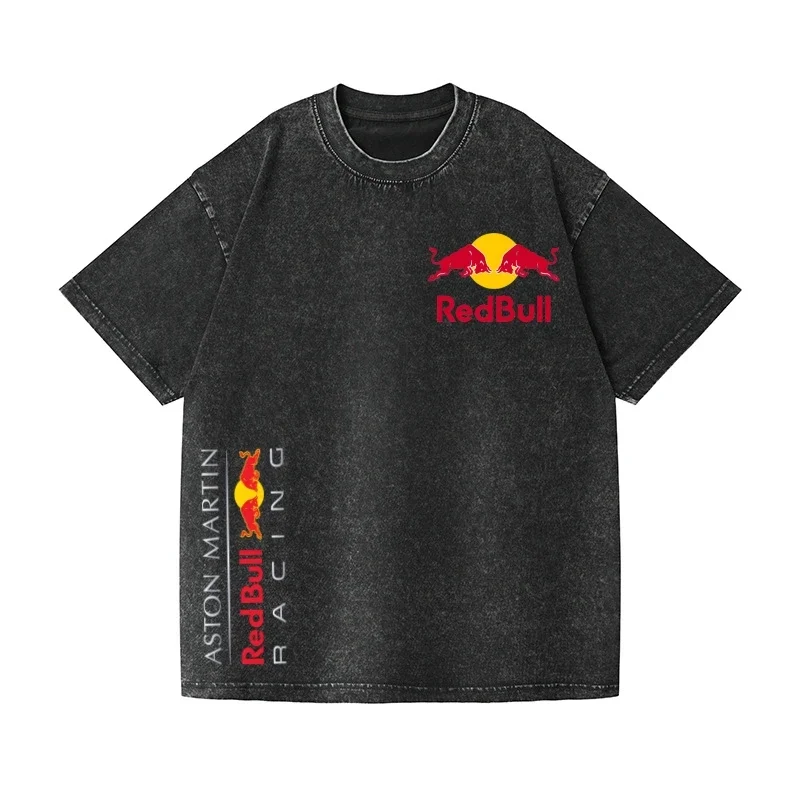 

Винтажные футболки Red Bull Washed Street Hip Hop Retro Punk Футболка Мужская Harajuku Повседневная хлопковая футболка с короткими рукавами Acid Wash Топ