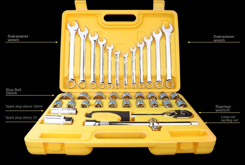 

37 Pieces Combination Sleeve Tool Combination Auto Repair Auto Maintenance Tools Repair Comprehensive Set Socket Wrench