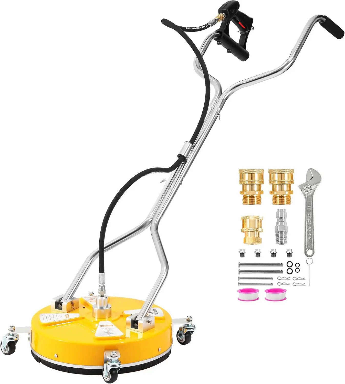 

16.5" Pressure Washer Surface Cleaner with Dual Handle & 4 Wheels for Driveway, Patio, Deck