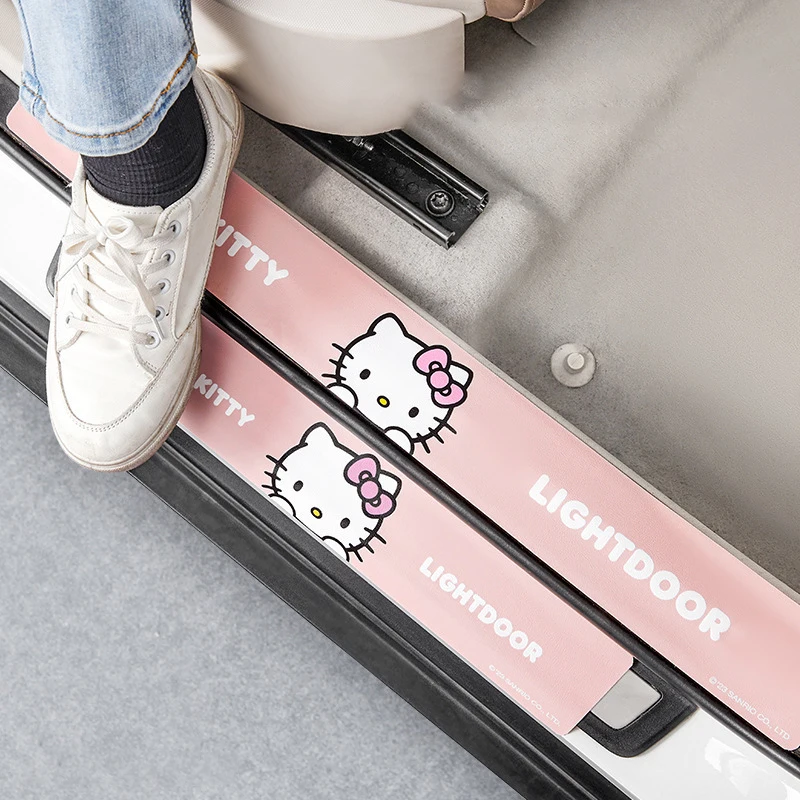 Kawaii Sanrio Car Door Sill Protection Strip Anti-Pedal Wear-Resistant Pu Cartoon Hello Kitty Cute Car Decoration Accessories