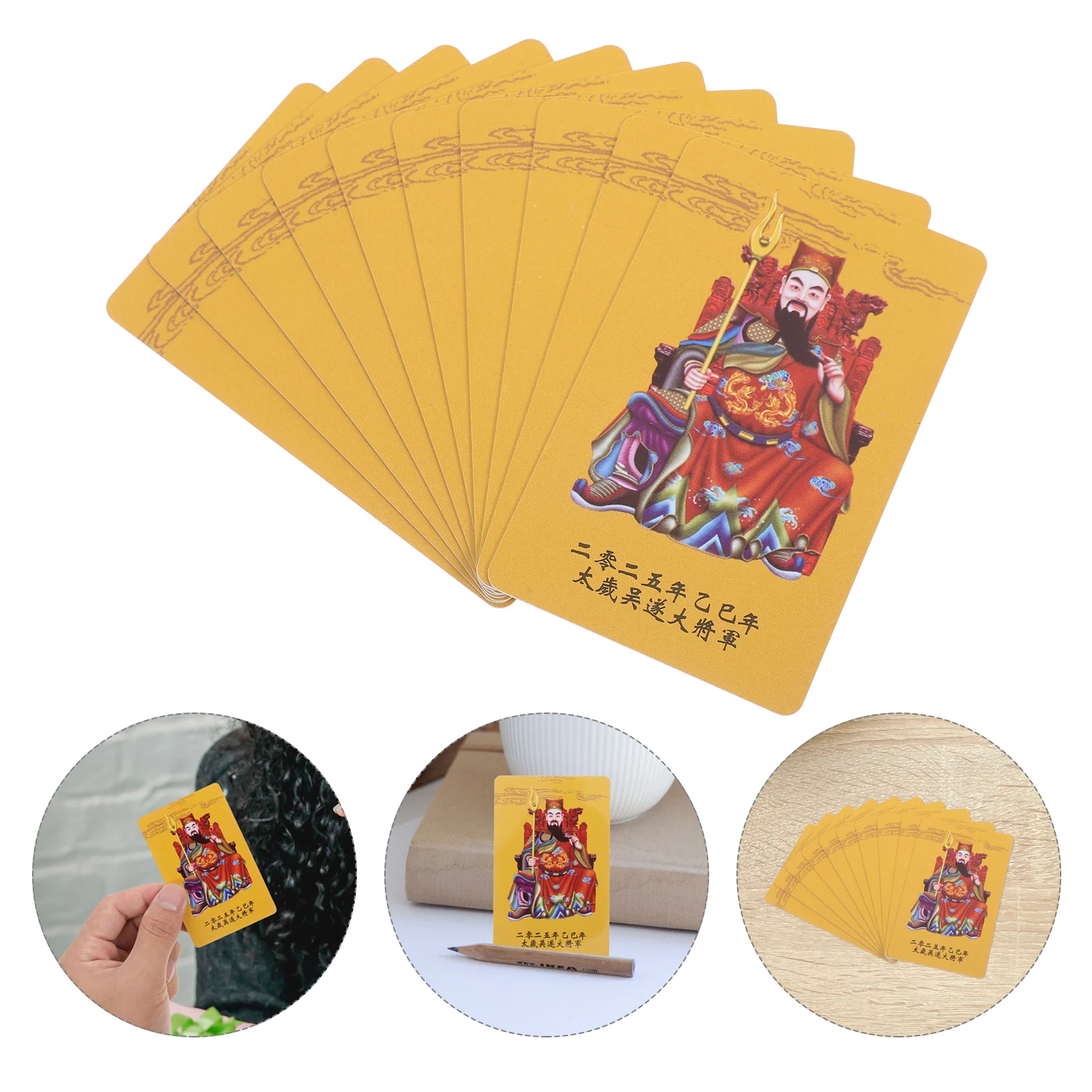 10 Pcs Lunar Calendar Year of Tai Sui and Snake Chinoiserie Decor Pvc Amulet Card