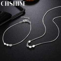 Korean fashion 925 sterling Silver box chain bracelets neckalce for women Party wedding accessories jewelry sets Couple gifts