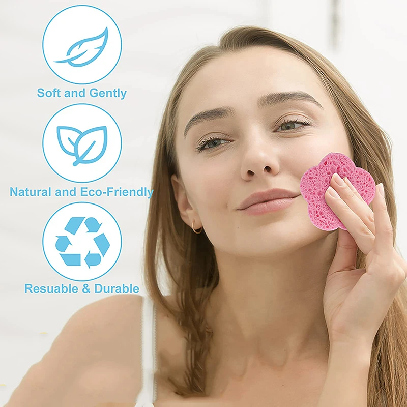 New 10/20/50PCS Makeup Removal Sponge Heart Shaped Cellulose Sponge Wood Pulp Cotton Face Washing Cleansing Sponge Cosmetic Puff