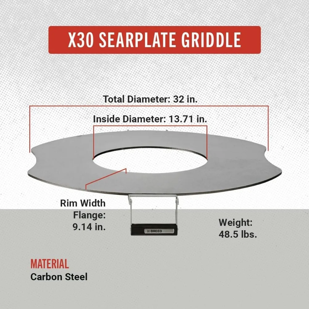 شواية الحفر الخارجية: شواية Breeo SearPlate X30 لـ X Series 30 حفرة نار بدون دخاني - سطح مسطح متين