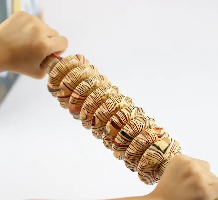 Rodillo de masaje multiusos para todo el cuerpo, equipo de masaje de abdomen, cintura y vientre, nueve rondas de madera