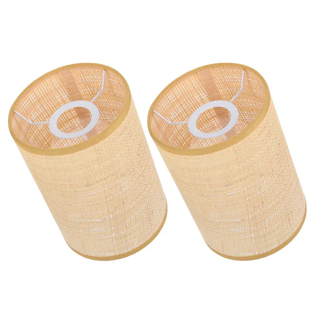 

2pcs Retro Lampshade Woven Pendant Light Cover For Dining Room Living Bedroom E27/E14 Ceiling Lamp Shade Rattan Chandelier Cover
