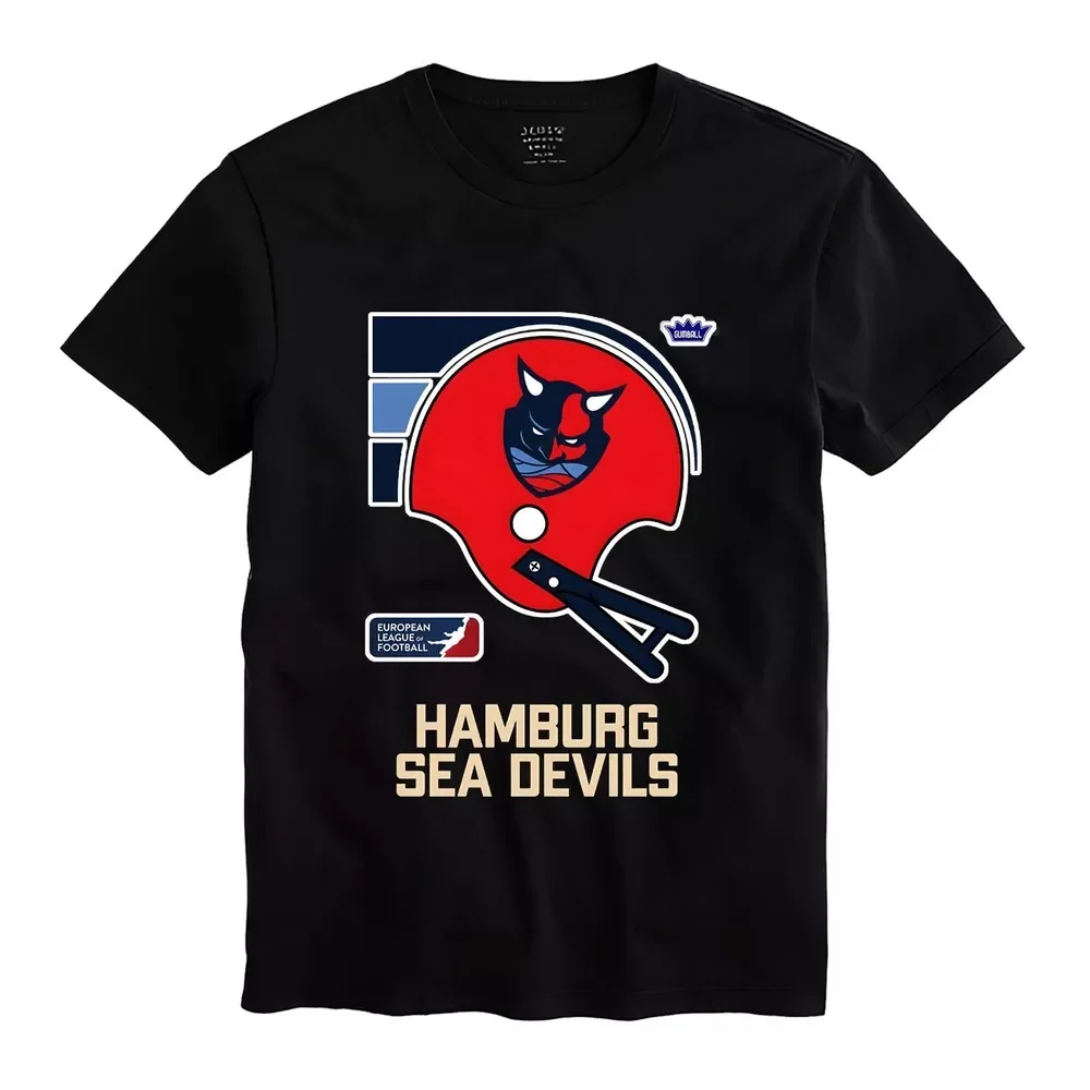 Hamburg Sea Devils Men Unisex Black   Tees High Quality 100%Cotton Short Sleeve