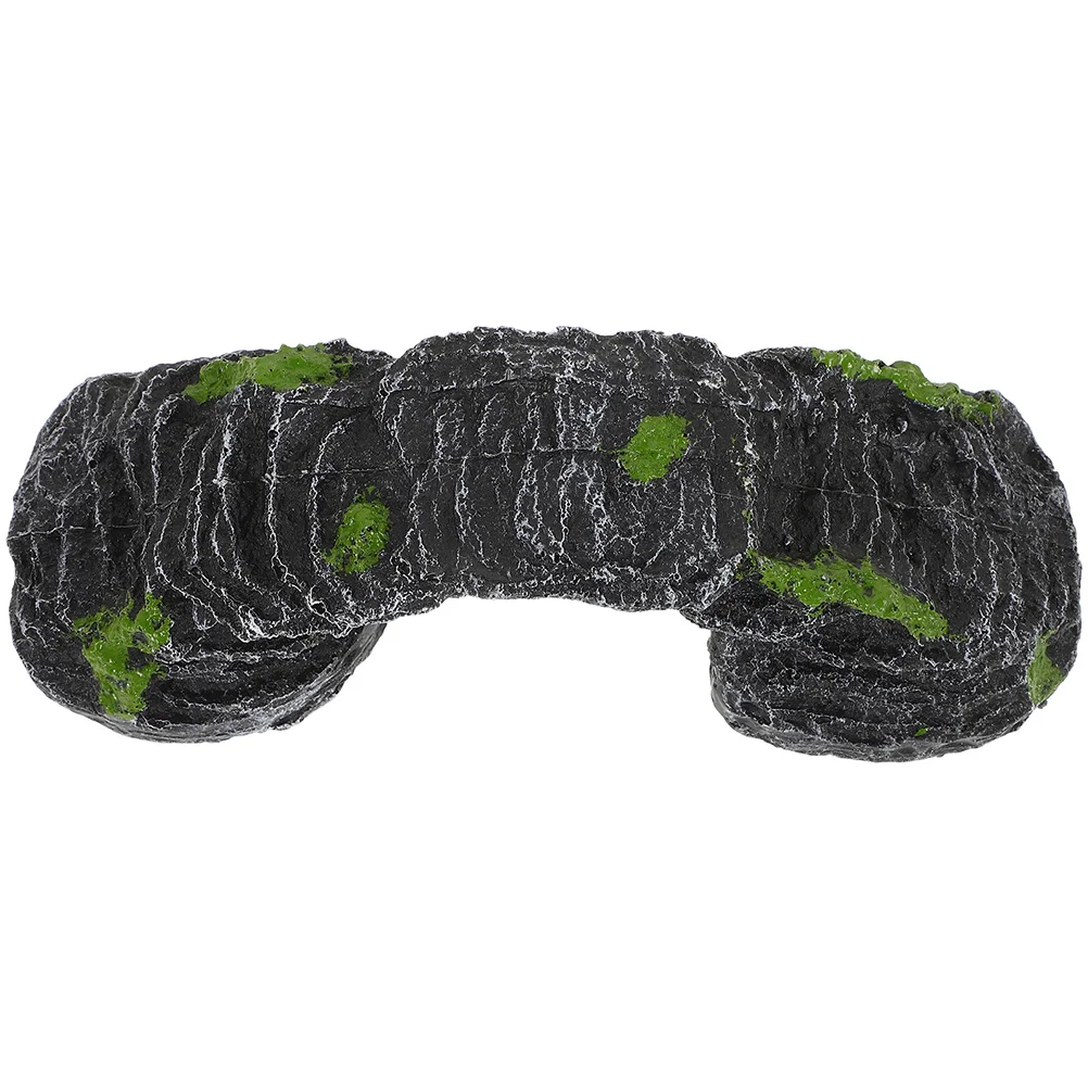 Reptile Basking Platform Rock for Turtle Tank with Climbing Ladder and Hideout Function Resin Bridge Aquarium Decor Accessory