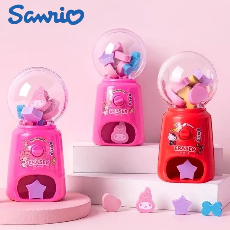 15pcs Sanrio Anime Hello Kitty Mymelody Rubber Eraser Student Funny Twist Egg Eraser Stationery School Supplies