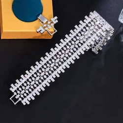 ThreeGraces Brilliant Cubic Zirconia Silver Color Luxury Bridal Wedding Bracelet for Brides Fashion Banquet Dinner Jewelry BR288