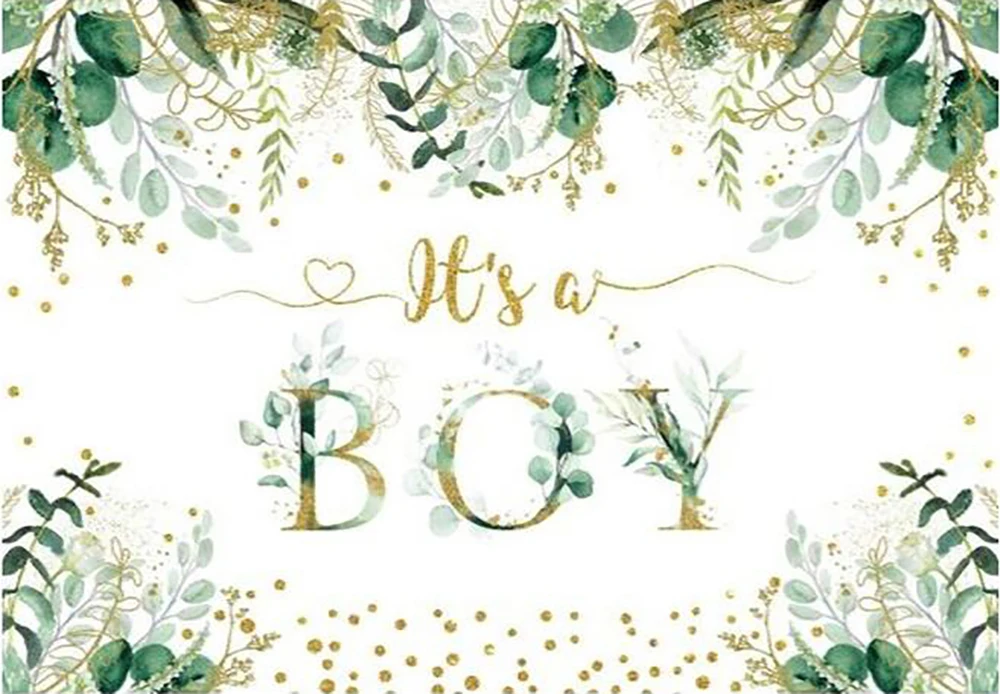 

Its A Boy Green Leaves Boy Baby Shower Greenery Eucalyptus photo backdrop party photo studio background