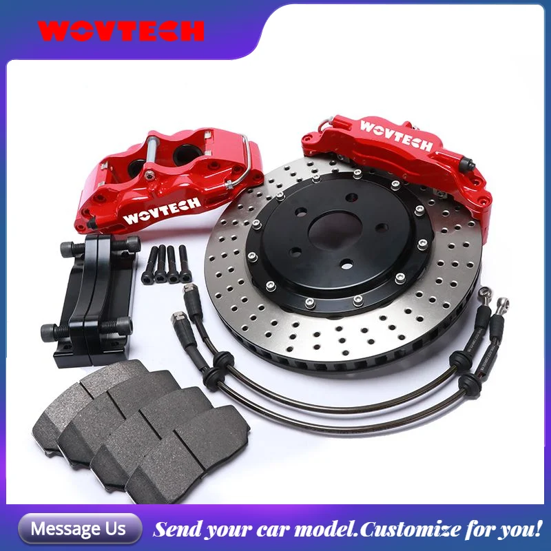 WOVTECH Aluminum Car 4 Pot Red caliper Big Brake Kits with 330*28mm Drilled Disc for Honda Civic eg 1993