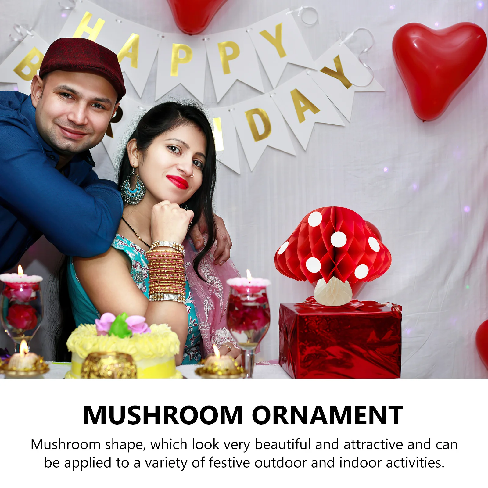 

3Pcs Paper Mushroom Honeycomb Ornaments Forest Party Birthday Shower Wedding Table Centerpiece Garden Decoration