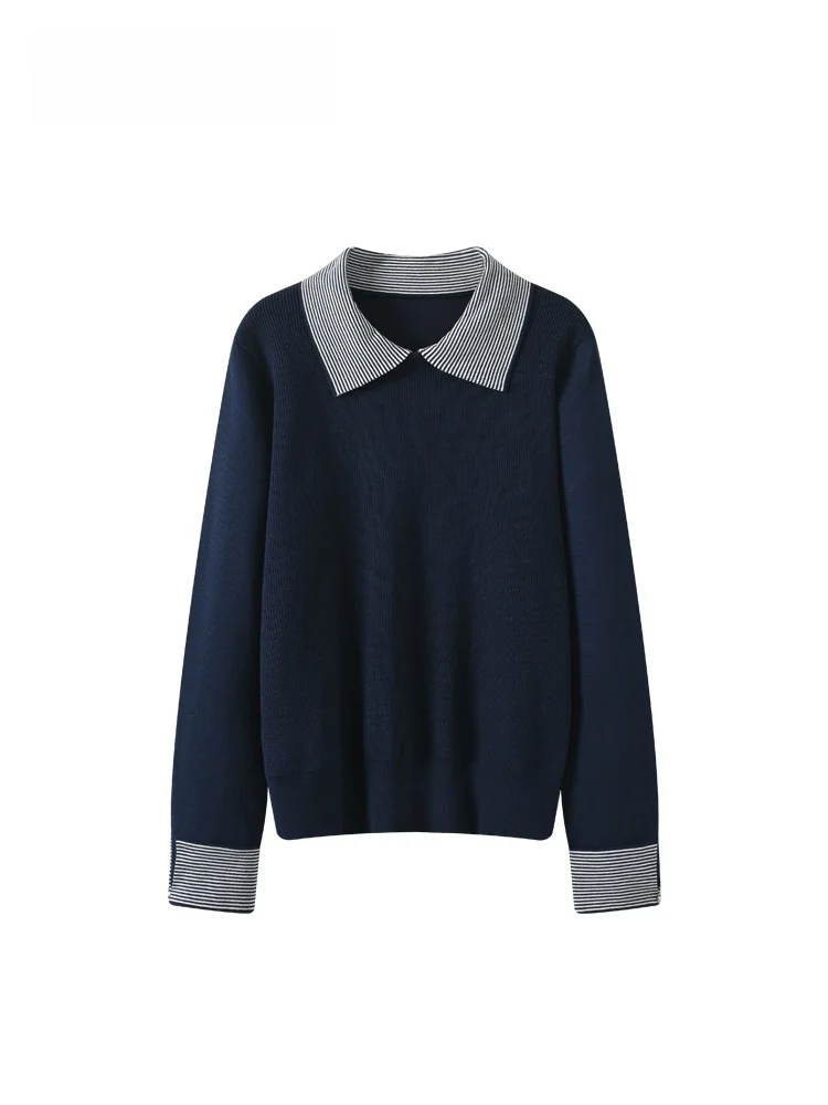 

Cara CLUB plus Size Knitwear Long Sve Turn-down Collar Loose Women's Top Slimming Versatile Spring Faion for Plump Sister