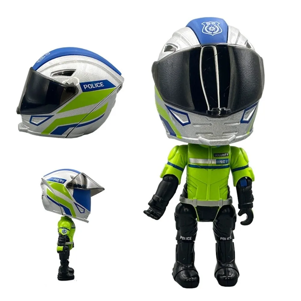 Casco transformador, muñeco de motociclista simulado, figura de acción de movilidad conjunta, casco de motocicleta de aleación, juguete de aleación genial