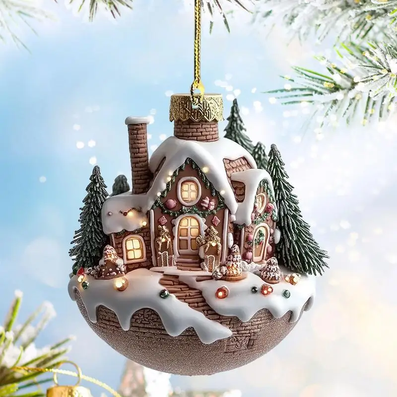 Christmas Hot Cocoa Cup Shape 2D Acrylic Snow Houses Hot Chocolate Mug Xmas Tree Hanging Ornaments Festival parties Gifts