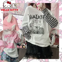 Hello Kitty kobiety sweter wiosna jesień cienkie ubrania Y2k rozrywka ulica Kawaii z długim rękawem Top Jumper bawełniana bluza płaszcz