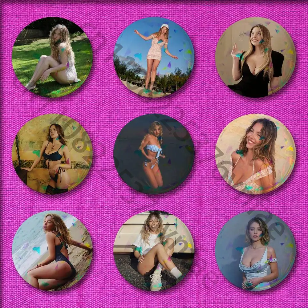 American Actress S-Sydney Sweeney Badge For 58mm 32mm 44mm 25mm 75mm Round Pin Brooch Insignia Cover Cosplay