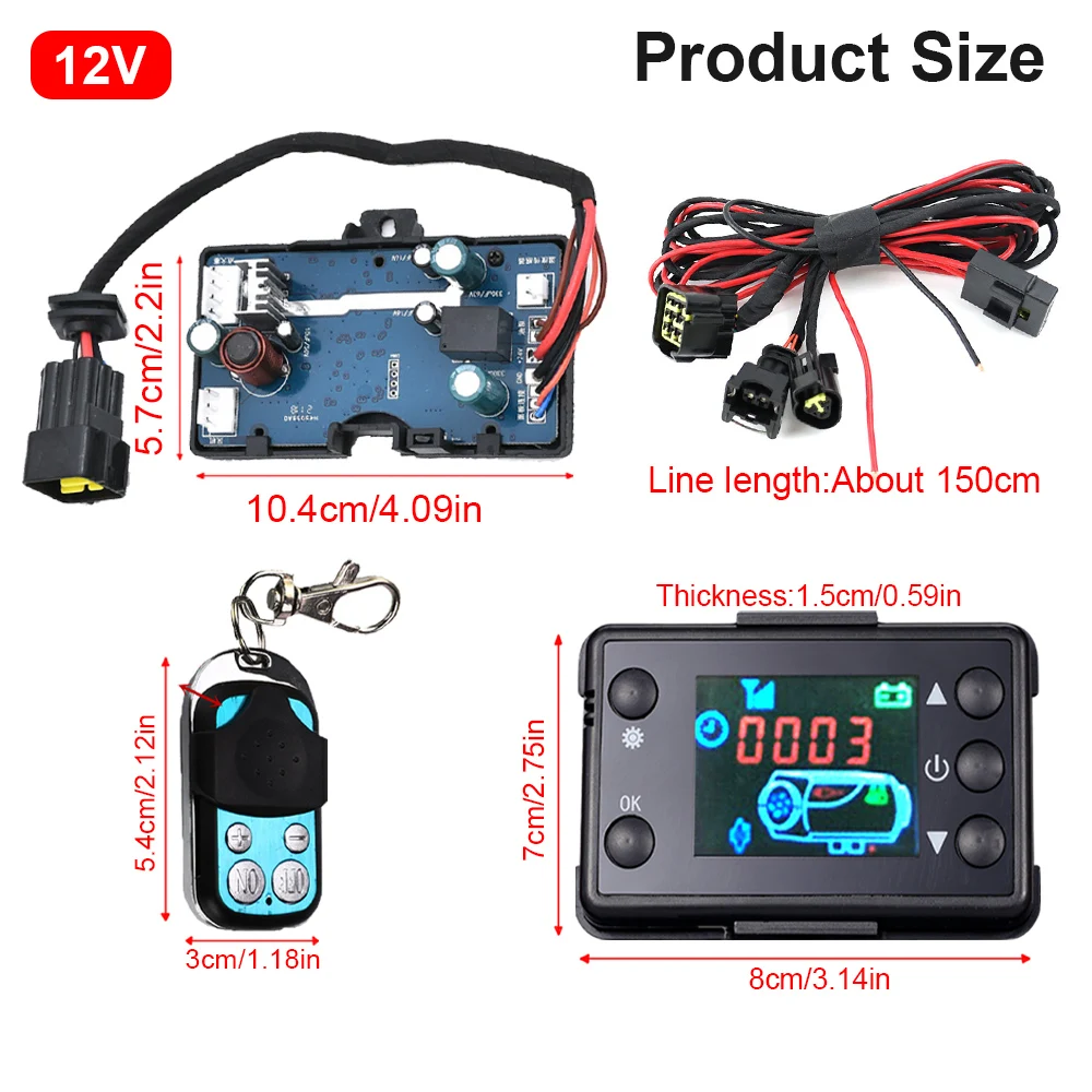 12V 5KW Car Air Diesel Parking Heater LCD Monitor Switch Motherboard Harness For Truck Vehicles Heating Replacement Accessories