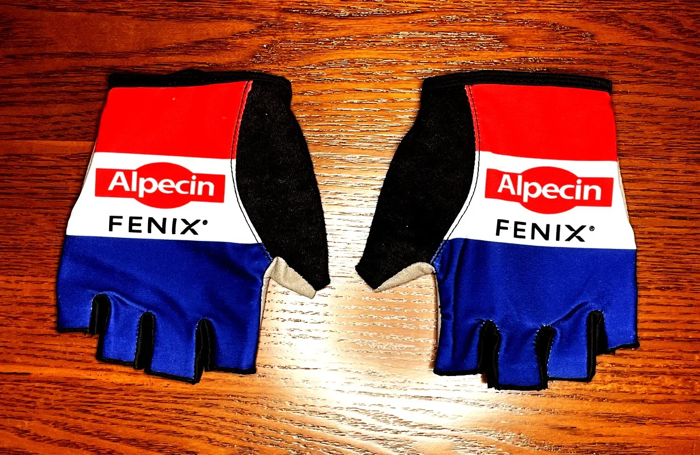 2021 ALPECIN FENIX  TEAM NL CHAMPION One Pair Half Finger Cycling Jersey Gloves MTB Road Mountain Bike Bicycle Gel Gloves