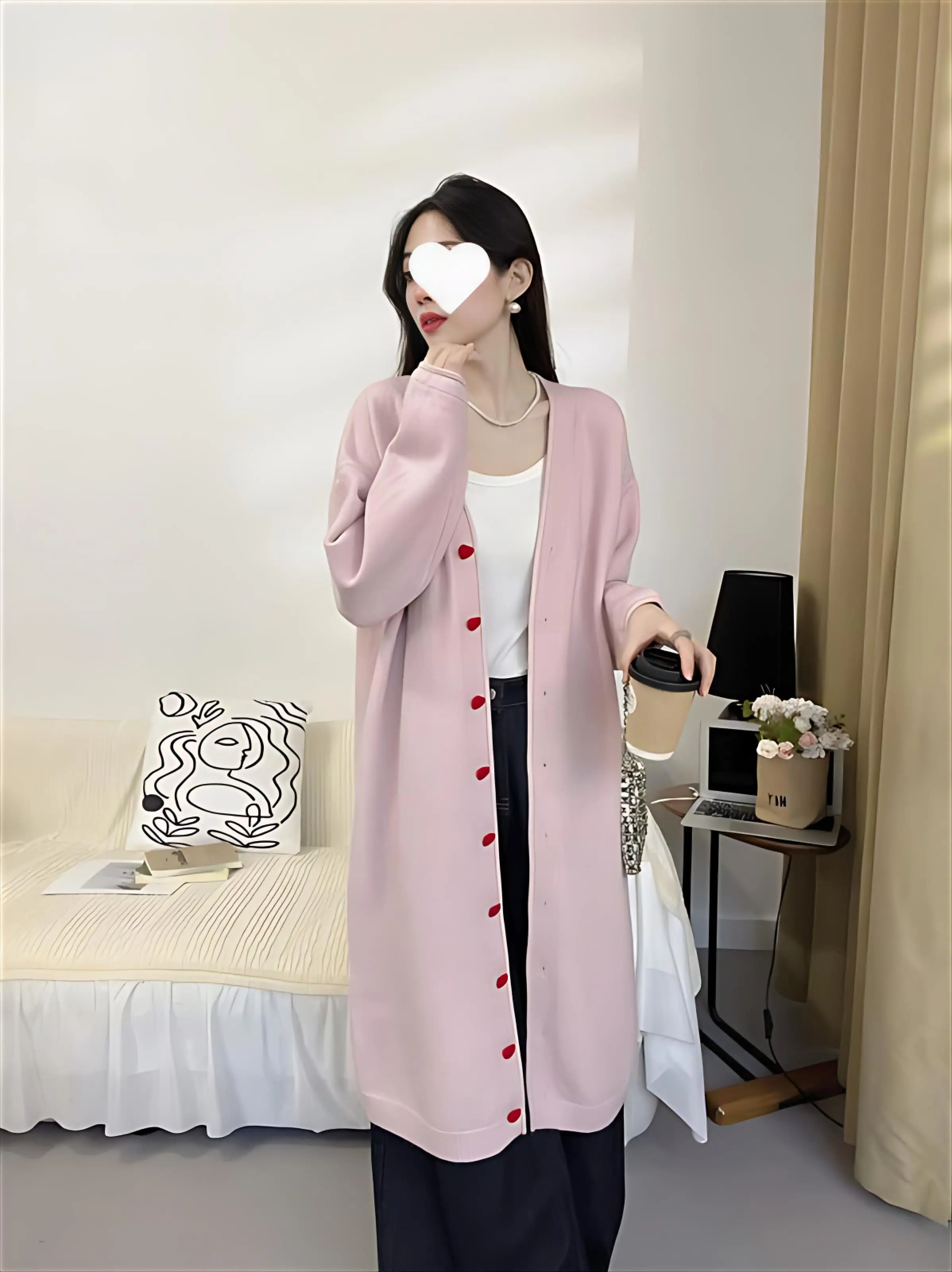 

Женские удлиненные кардиганы розового цвета: осенние вязаные свитера-пальто с рюшами, уютные, приталенные, на молнии, классические, в готическом стиле