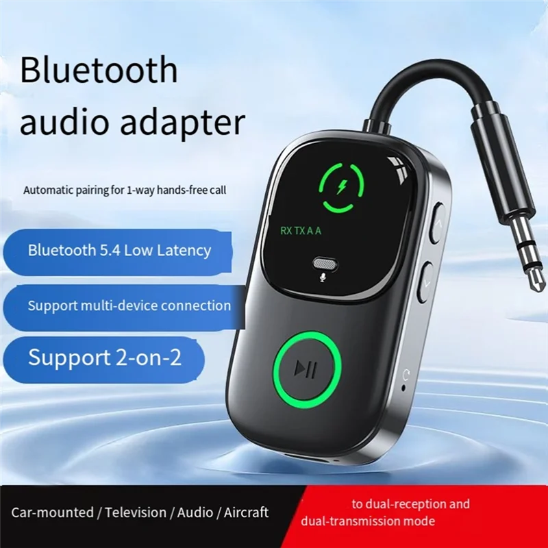 A73E-One-To-Two Bluetooth Receiver Transmitter AUX Audio Adapter For Tvs, Headphones, Cars, And Other Devices With A 3.5 Mm Jack