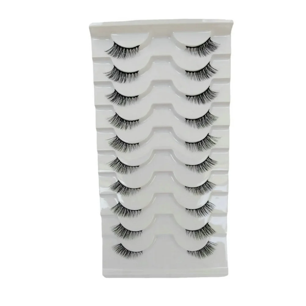 

10 Pairs Wispy Bushy Half Eyelash 3D Curled Eye Tail Lengthening Cat Eye False Lashes Soft Reusable Natural Fluffy Lashes