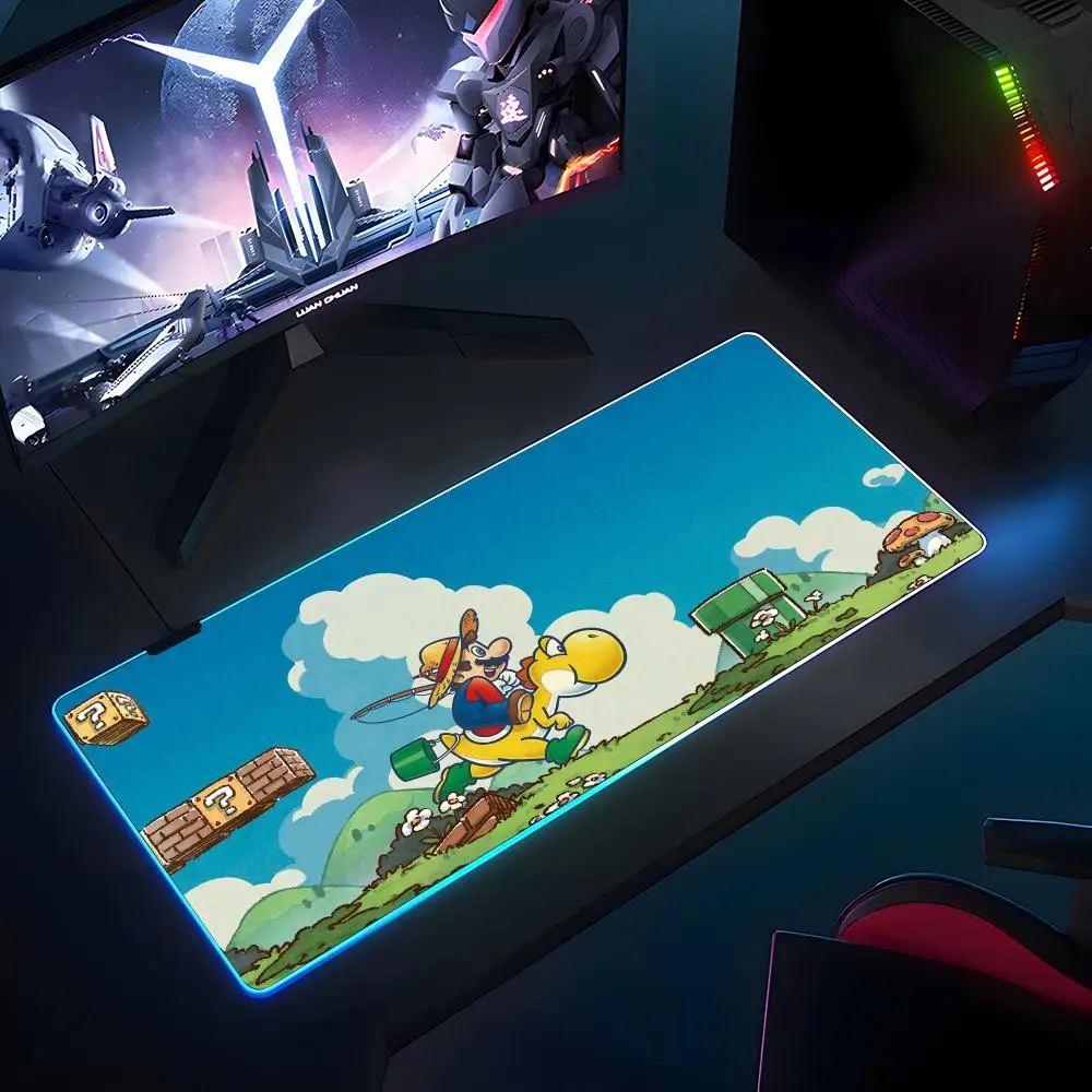 

Игровой коврик для мыши Super Mario, резиновый противоскользящий коврик для клавиатуры RGB, 40x90 см, коврик для мыши, игровые аксессуары, коврик для офисного компьютера XXL