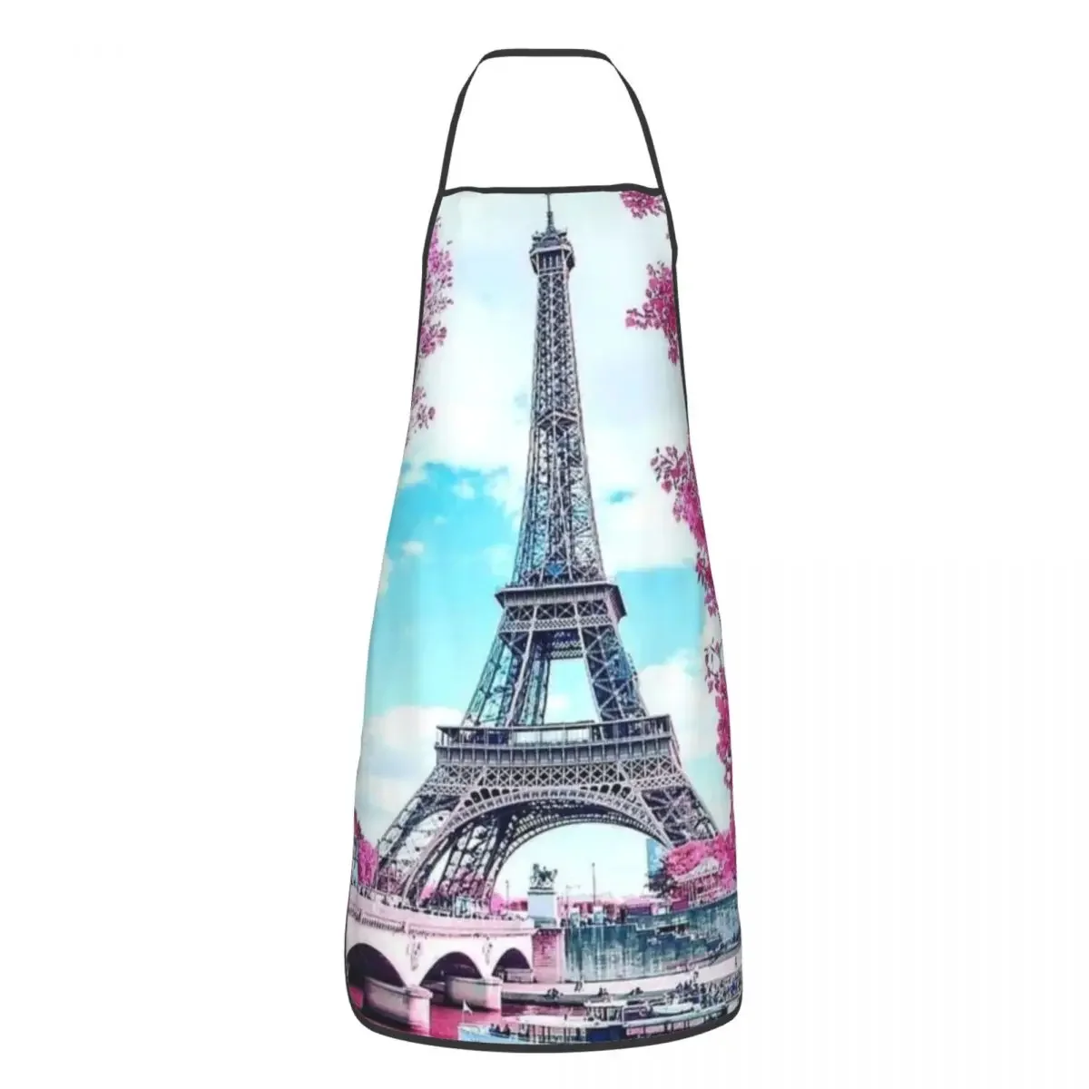 Unisex Eiffel Tower Paris Floral Kitchen Chef Cooking Baking Apron Women Men Romantic Landscape Tablier Cuisine for Painting