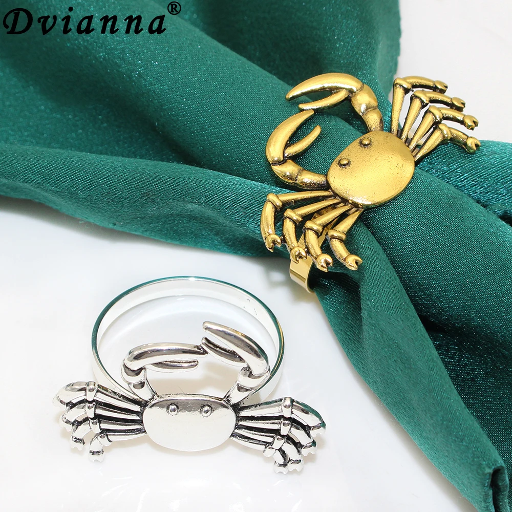 20Pcs Crab Napkin Rings Gold Coastal Napkin Ring Holders for Wedding Theme Party Beach Coastal Table Decor and Daily Use HWM285