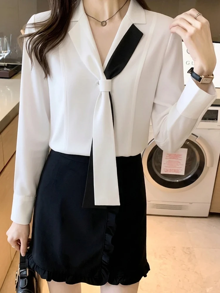 

Рубашка Country Beauty с полосатым поясом, женская модная приталенная блузка, элегантная рубашка с воротником, из смесовой ткани полиэстер-ликра, дышащая.