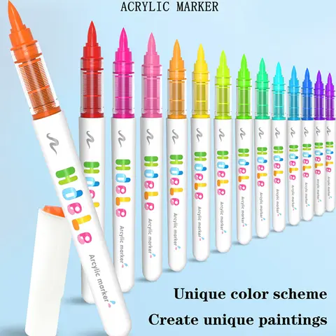 8/24pcs/box acrylic marker pen set, watercolor pen with creative soft nib design, school fine art graffiti drawing essentials