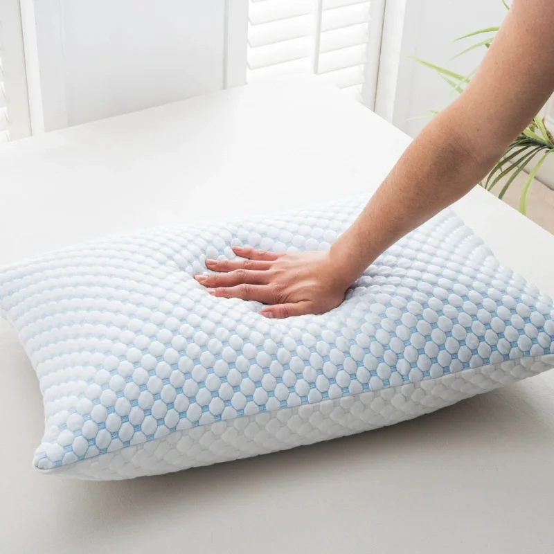 

1pc Summer Sleep Cooling Pillow,Ice Silky and Bamboo Fiber,AB Side Face,Shredded Memory Foam Filling Home Hotel Pillows 51*76