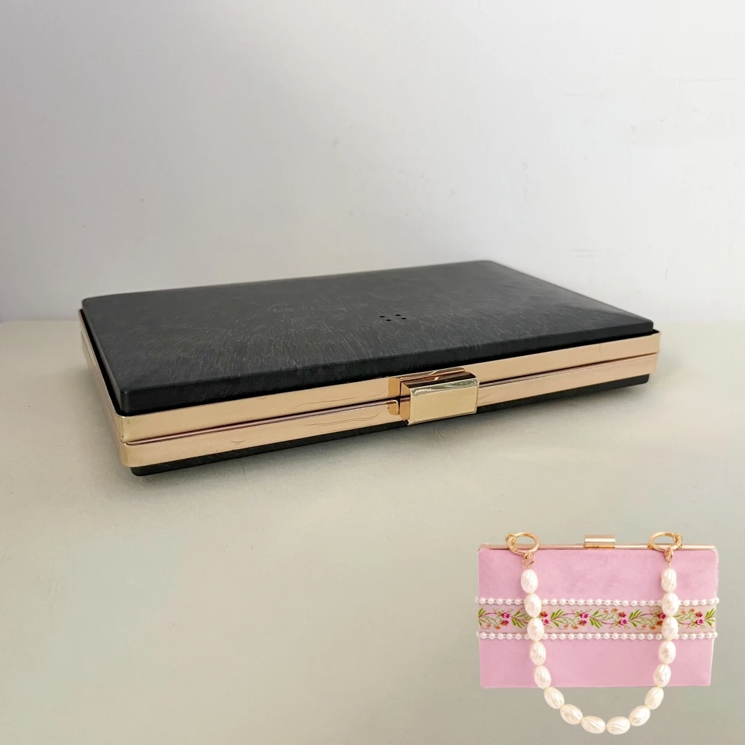 20cm Plastic Shell Box Frame Clutch Bag Frame Chain Clasp Loop Woven and Crochet Hand Crafts Bag Craftman Parts Square Head Lock