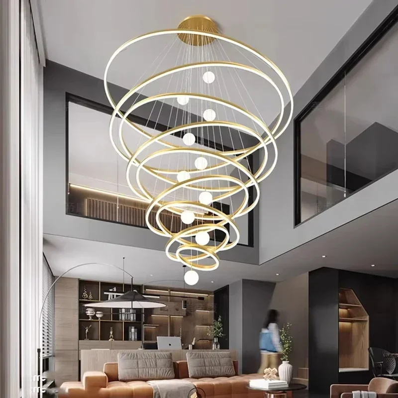 Modern LED Branch Chandelier, Entrance Hall Staircase, Circular Dimmable Living Room, Duplex Room Lighting, Ceiling Chandelier
