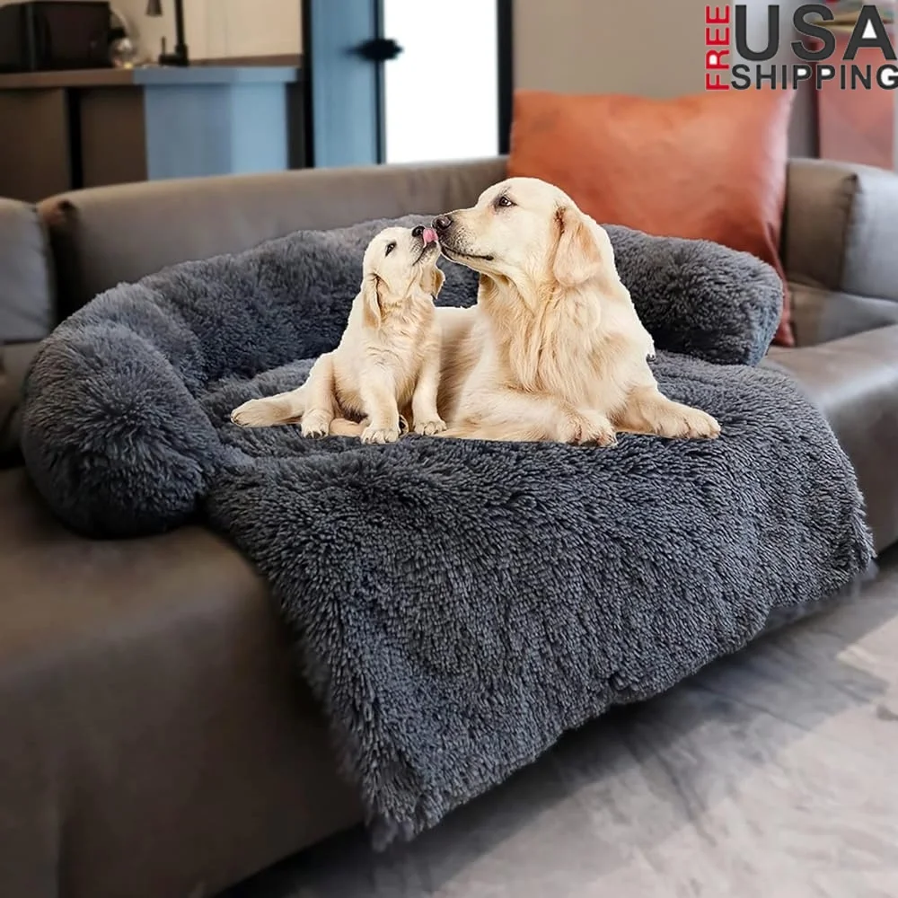 

Ultra Soft Pet Bed Mat Waterproof Plush Washable Non-Slip Dog Cat Couch Cover Long Fur Nesting Essential Mat