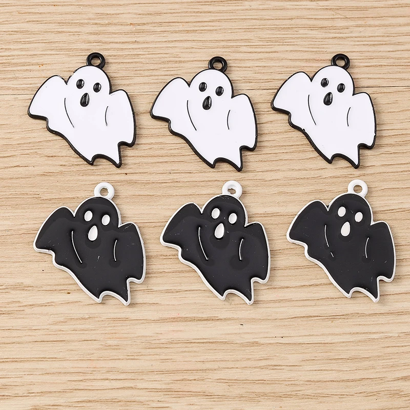 

10pcs 22x26mm Cartoon Enamel Halloween Ghost Charms Pendants for Making Earrings Necklaces Bracelets DIY Crafts Jewelry Findings