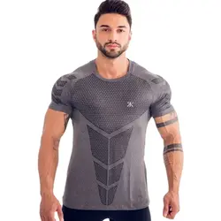 Men Running Sport T-shirt Gym Fitness Training Quick Dry Skinny Short Sleeves Shirt Male Crossfit Bodybuilding Tee Tops Clothing