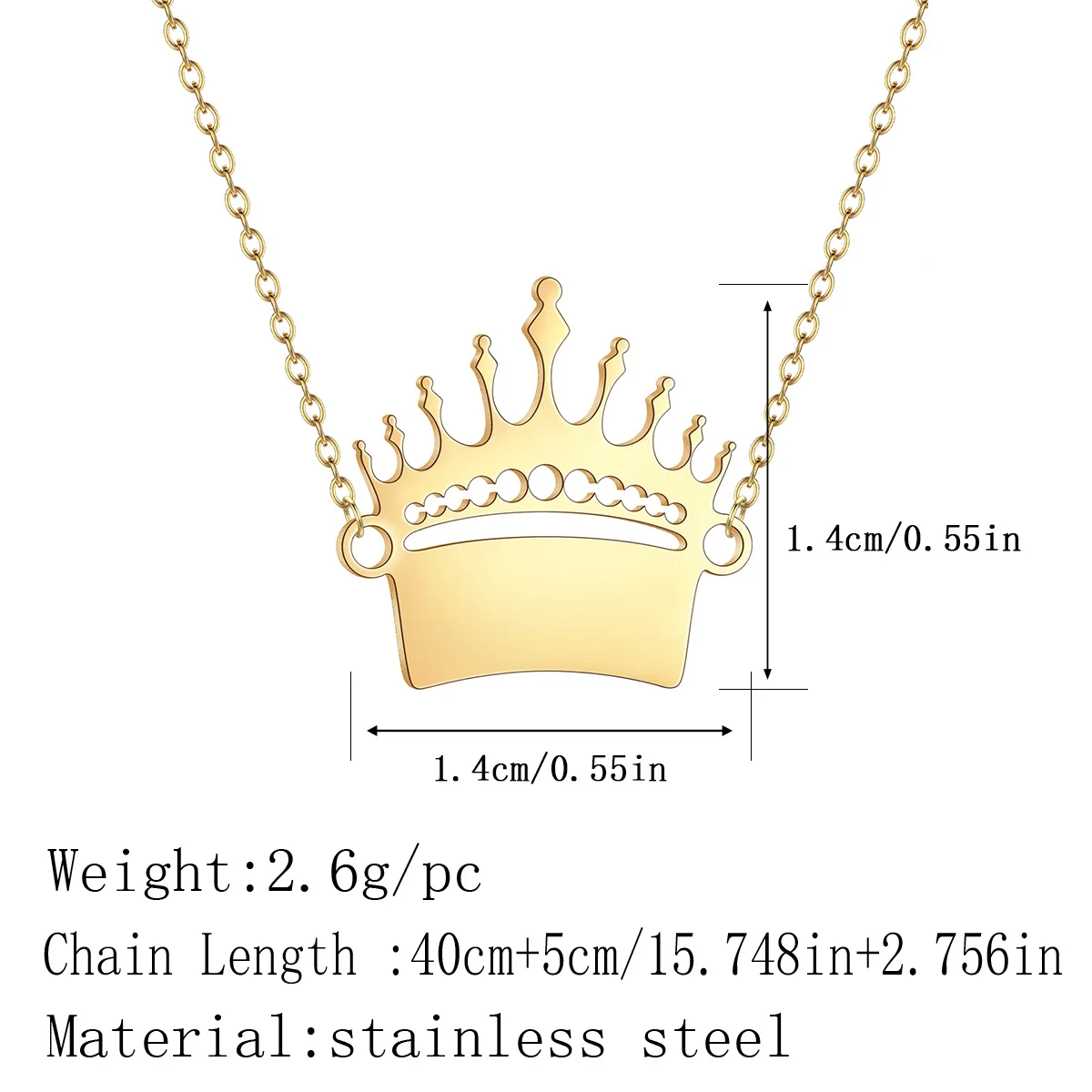 Kinitial Stainless Steel Necklaces Classic Crown Pendant Choker Chain Fashion Necklace For Women Jewelry Party Girls Gifts